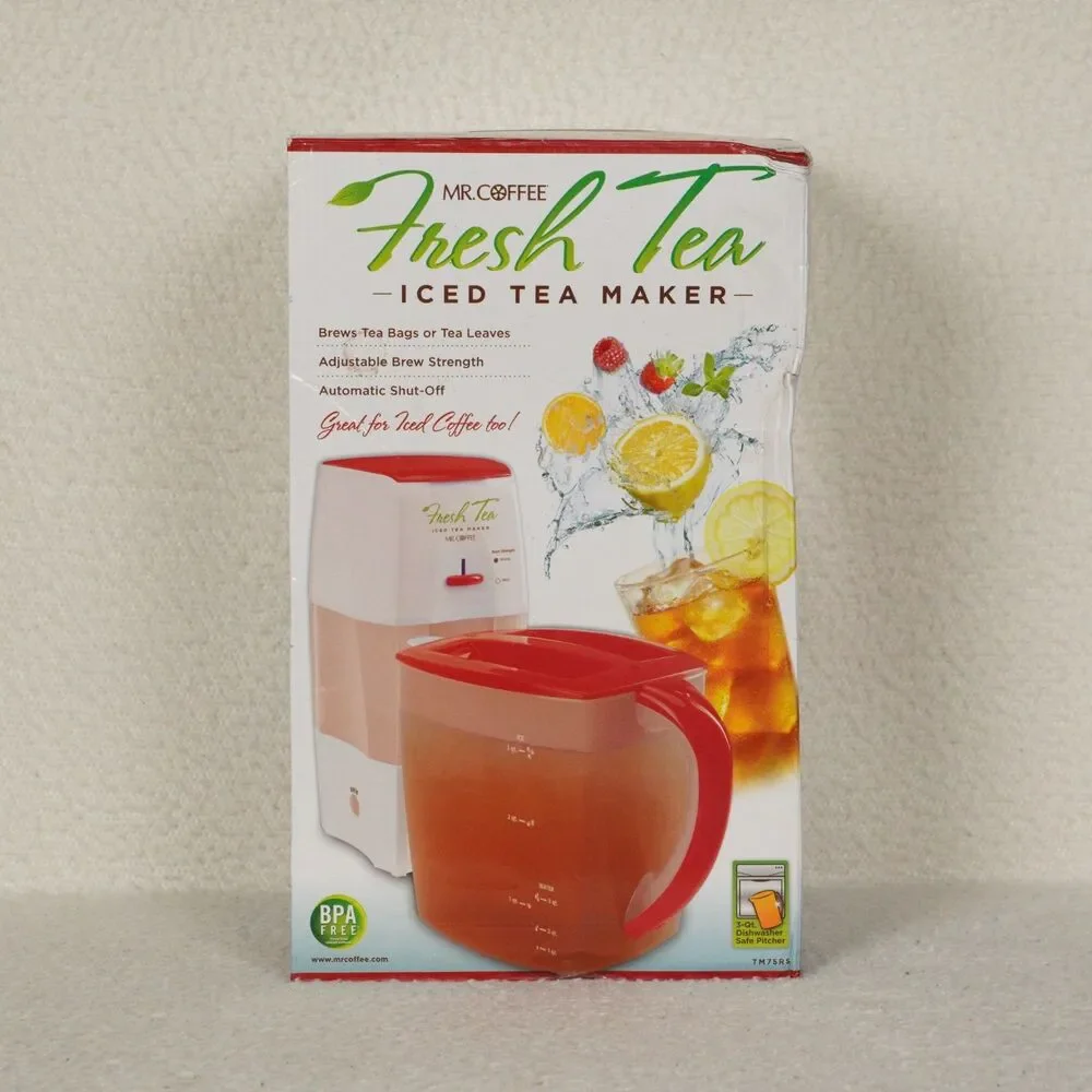 Mr. Coffee Iced Tea Maker 3 Quart Red Model TM75RS Brew Tea Bags or Tea Leaves